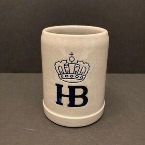 Vintage HB‎ Hofbräuhaus Salt Glaze Stoneware .25 Liter Mug West Germany 4"